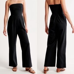 Abercrombie & Fitch Emerson Linen Blend Black 
Jumpsuit Women Size Small Petite